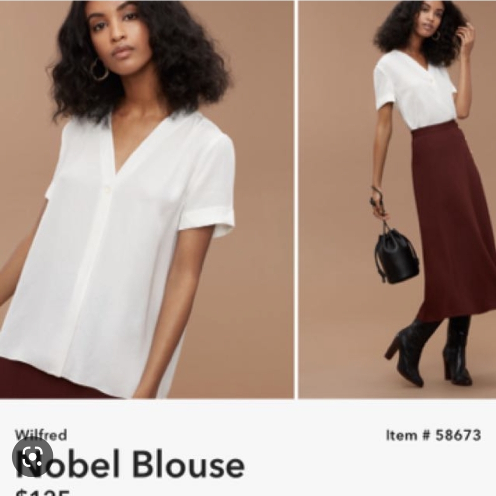 Wilfred Nobel Button Up Short Sleeve Blouse Size Large